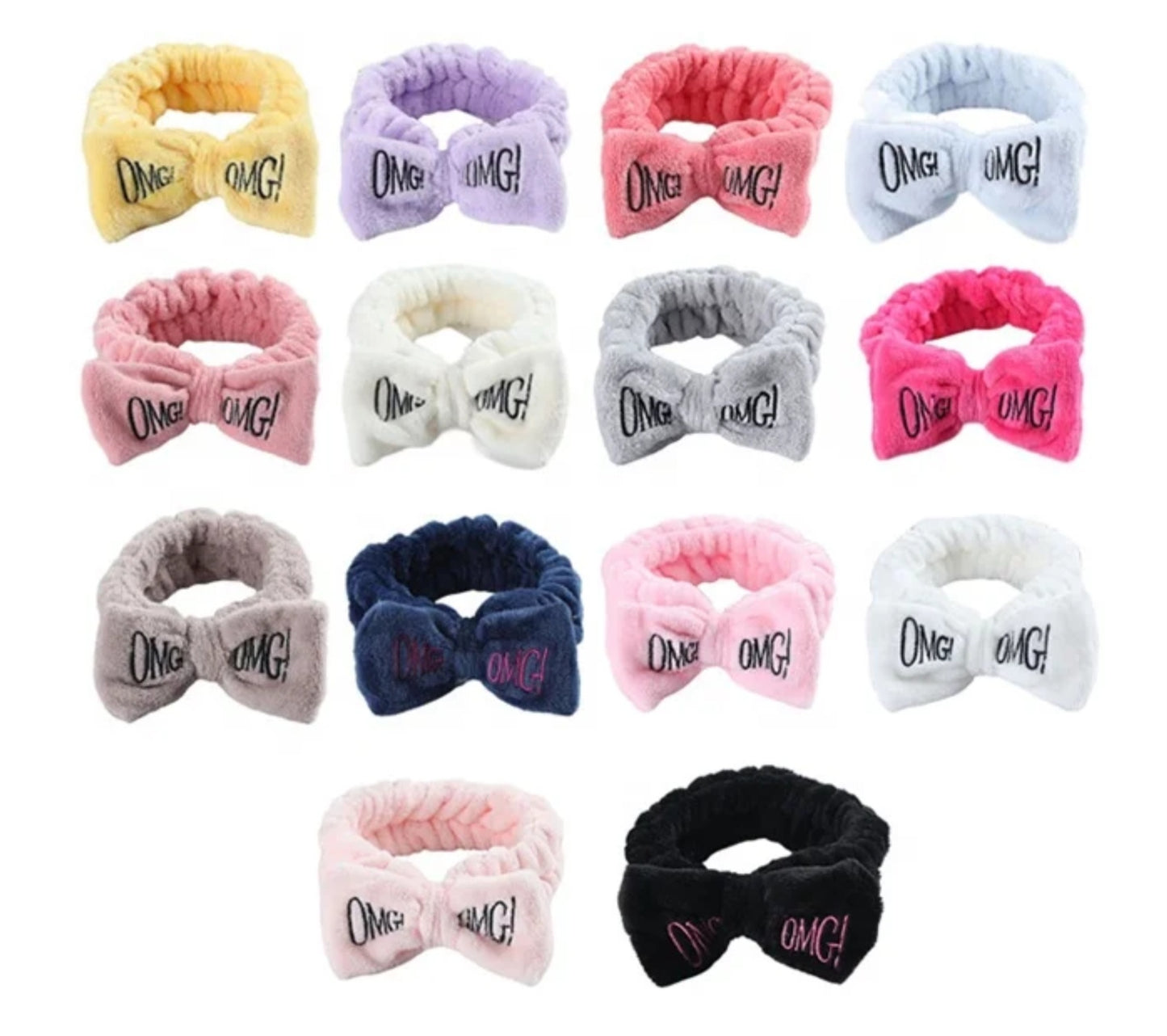 Bandeaux pour maquillage avec noeuds OMG 12 couleurs