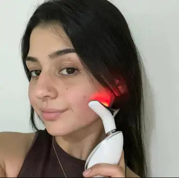 Masseur Facial de Beauté, Dispositif Facial Microcourant pour l'Acné de 7 Couleurs Ondulé, Raffermissant la Peau pour le Visage et le Cou