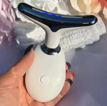 Masseur Facial de Beauté, Dispositif Facial Microcourant pour l'Acné de 7 Couleurs Ondulé, Raffermissant la Peau pour le Visage et le Cou