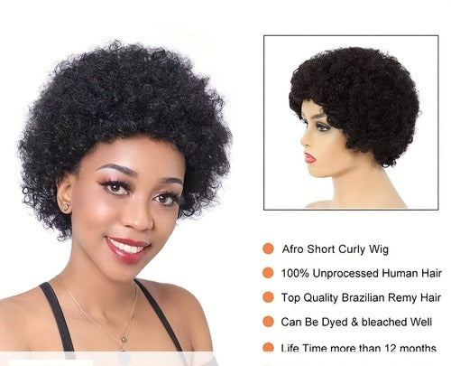 Court Afro Curly Wig 4 Pouces