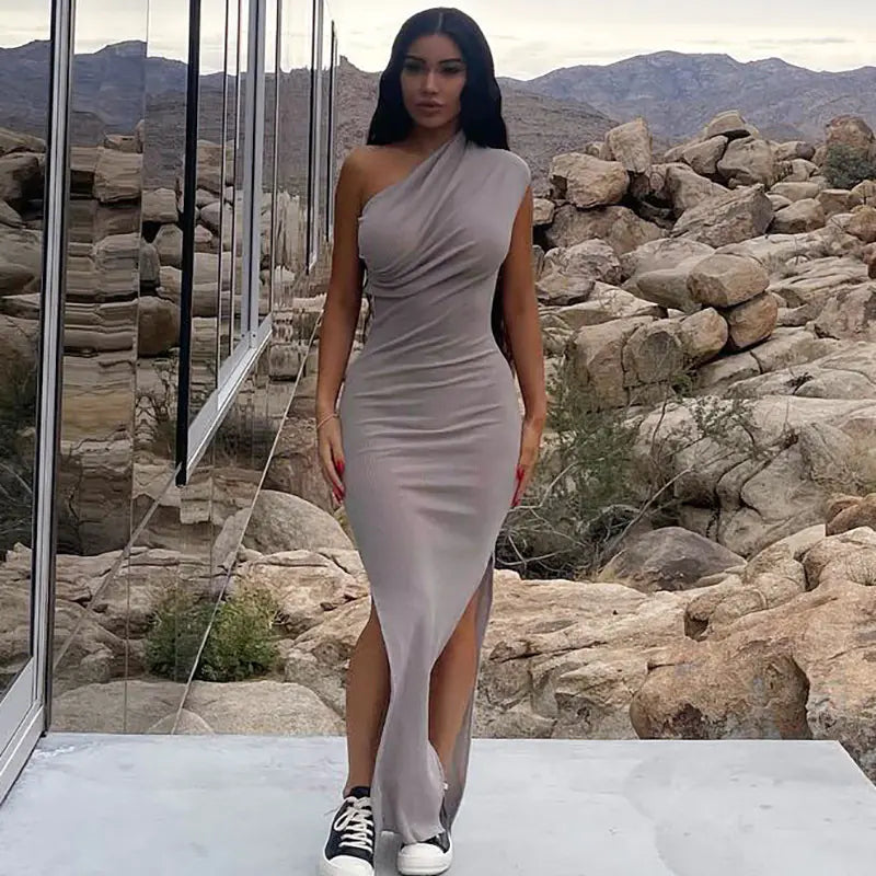Women's Casual Draped Long Dress