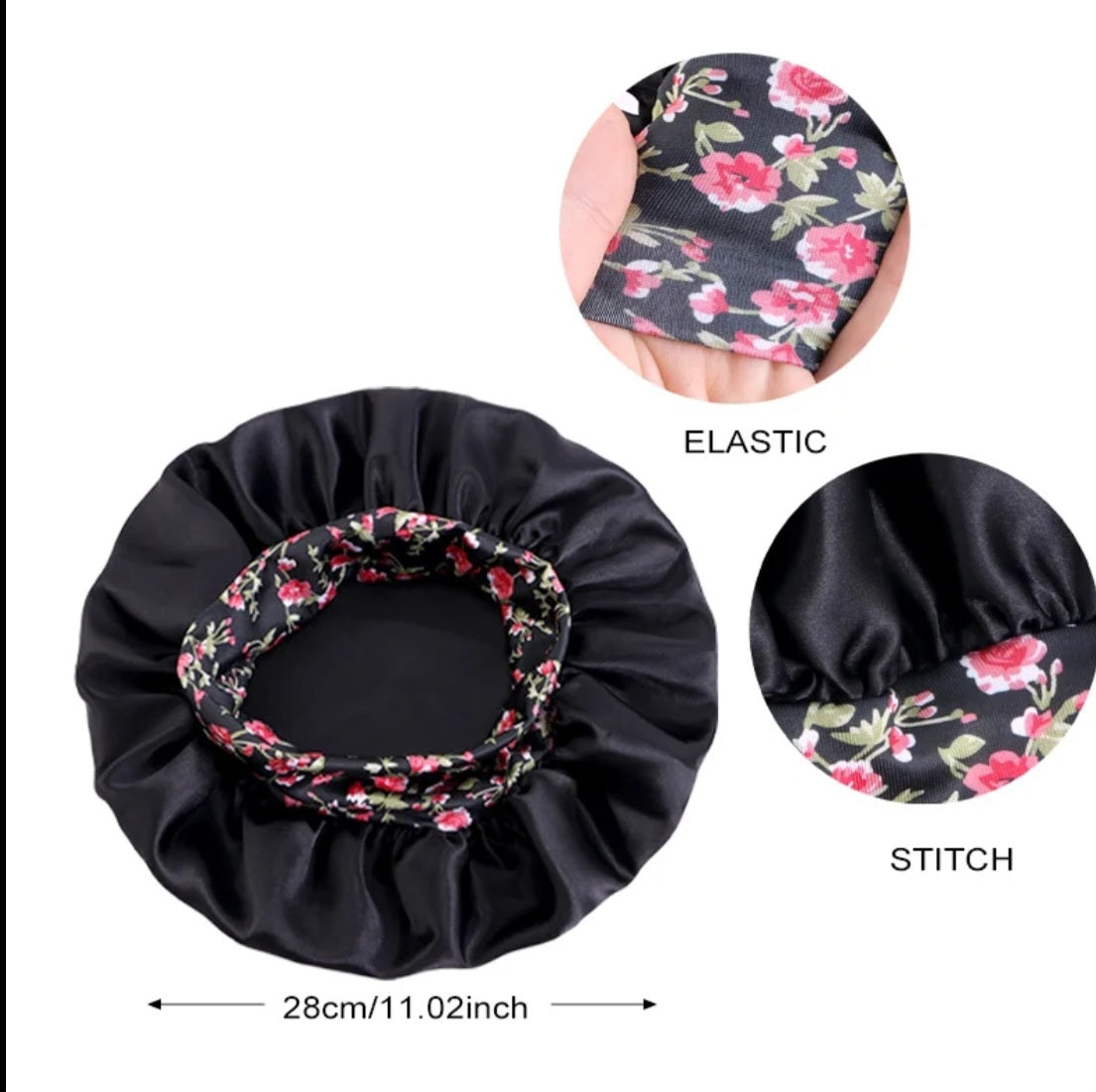 Bonnets en satin bandeau avec motif de fleurs ou papillons