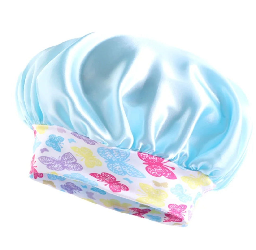 Bonnets en satin bandeau avec motif de fleurs ou papillons