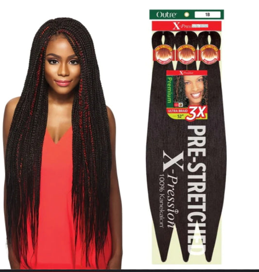 Tresses 3X-X pression Pre Stretched Ultra Braids 52"