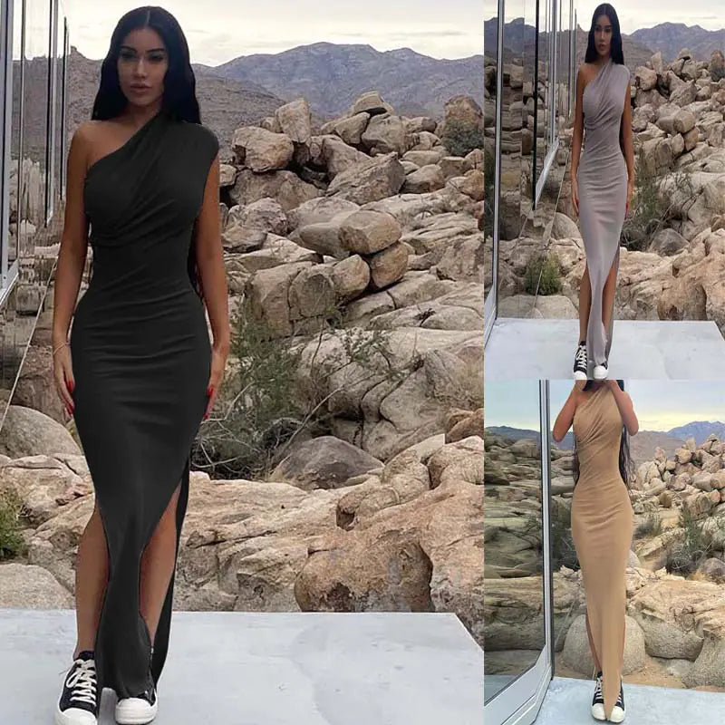 Women's Casual Draped Long Dress