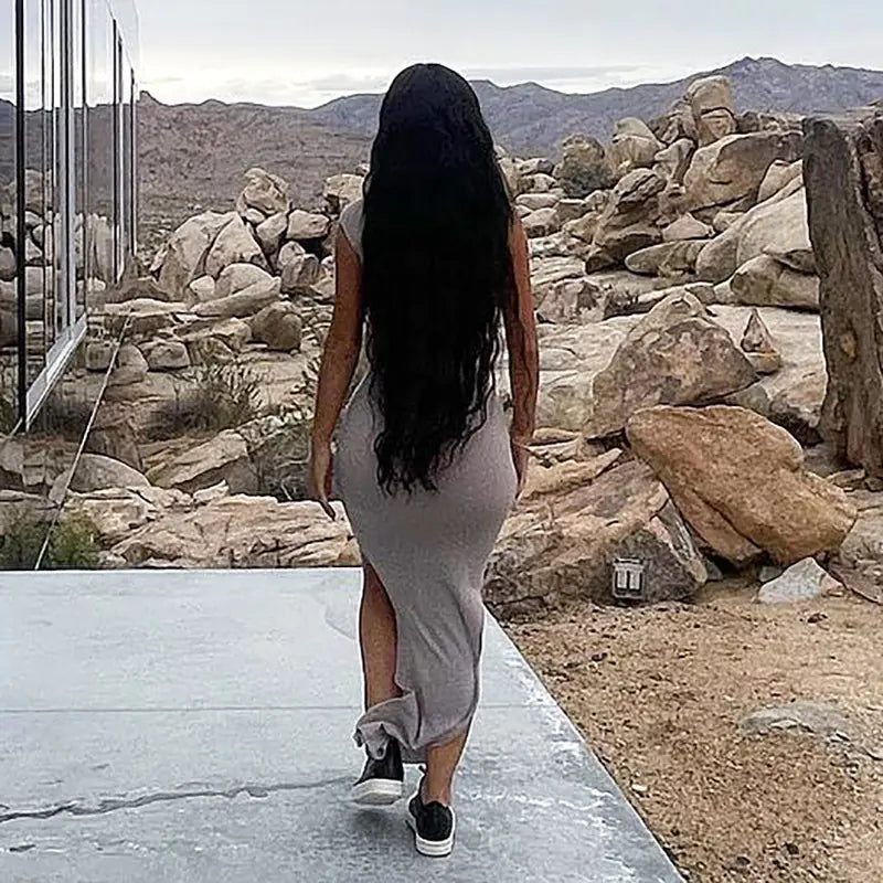 Women's Casual Draped Long Dress