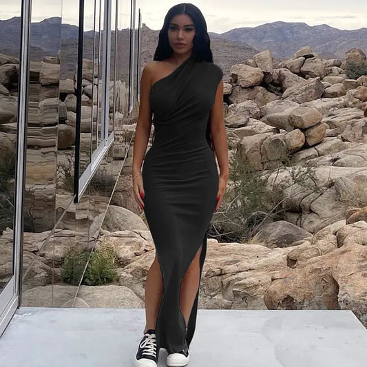 Women's Casual Draped Long Dress